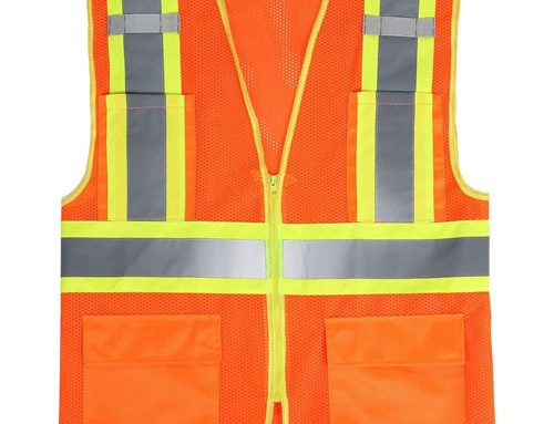 High Visibility Reflective Safety Vest with Zipper and Pockets Orange